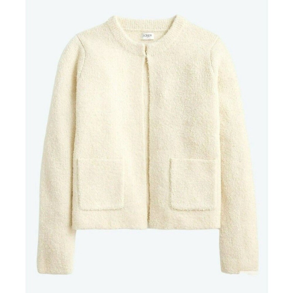 J. Crew Factory Bouclé Lady Cardigan Sweater Open Front XL Wool Alpaca Casual